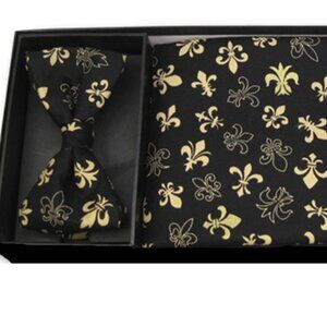 Mardi Gras GOLDEN FLEUR DE LIS CUMMERBUND & BOW TIE SET